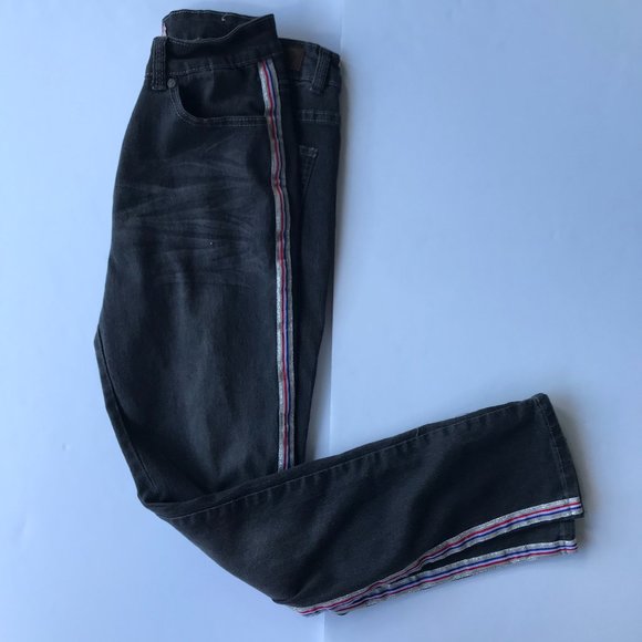 Denim & Rivets Girls Black Jeans Stripes on sides - Picture 2 of 16